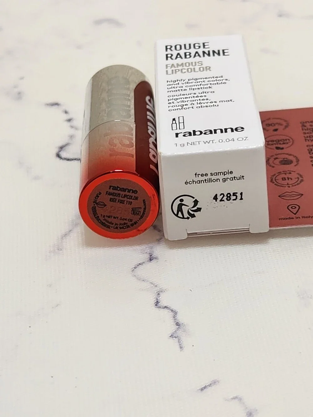 Rabanne Rouge Rabanne Famous Lipcolor Lipstick 110 Idee Fixe Mini Size .04 oz